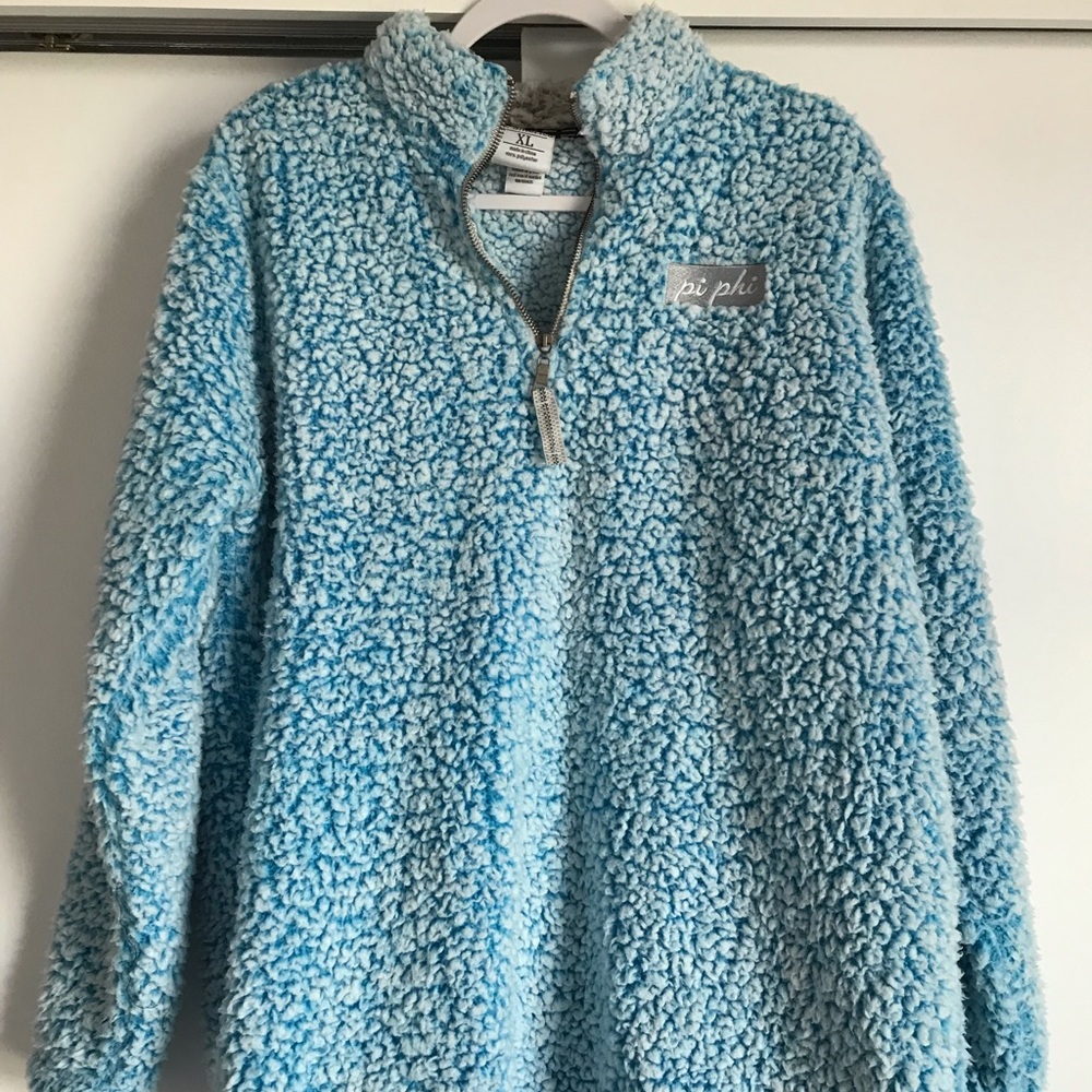 Blue Fuzzy Pi Beta Phi Sweater